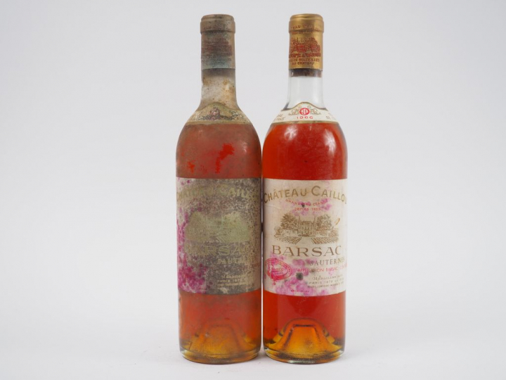 2 BOUTEILLES CHÂTEAU CAILLOU SAUTERNES - 1966 - 2 BG/ET