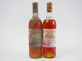 Vente aux enchères 2 BOUTEILLES CHÂTEAU CAILLOU SAUTERNES - 1966 - 2 BG/ET