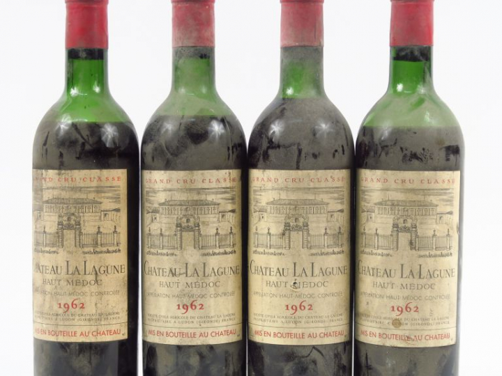 4 BOUTEILLES CHÂTEAU LA LAGUNE GCC HAUT MEDOC - 1962 - 1 LB/3 BEP/BS