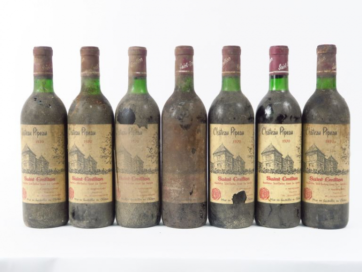 7 BOUTEILLES CHÂTEAU PIPEAU ST EMILION GC - 1970 - LB/BS