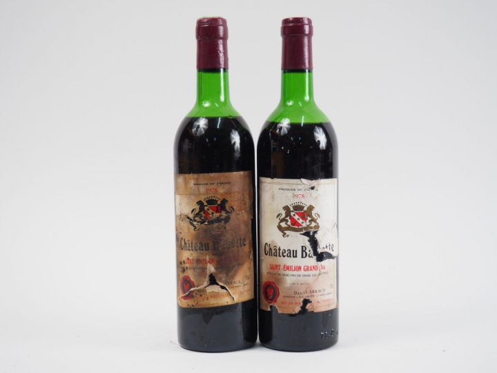 2 BOUTEILLES CHÂTEAU BADETTE GC ST EMILION - 1978 - 1 MEP/1 BEP