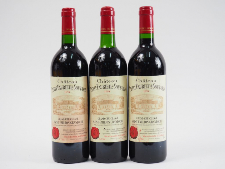 3 BOUTEILLES CHÂTEAU PETIT FAURIE DE SOUTARD GCC ST EMILION - 1984 - 1