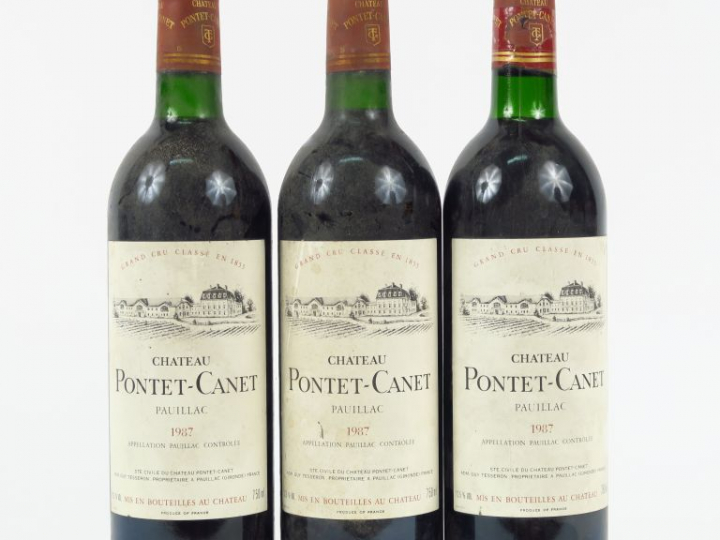 3 BOUTEILLES CHÂTEAU PONTET CANET GCC PAUILLAC - 1987 - BG