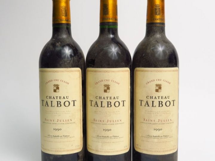 3 BOUTEILLES CHÂTEAU TALBOT GCC ST JULIEN - 1990