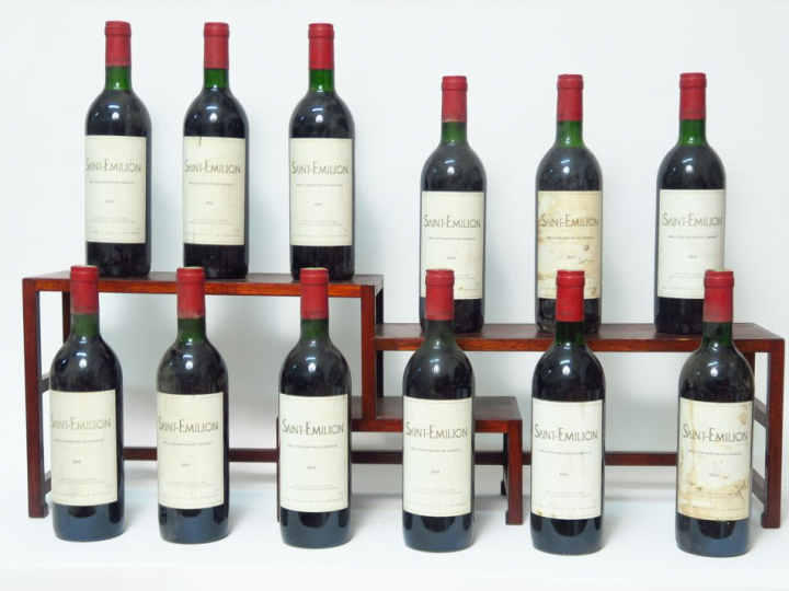 12 BOUTEILLES ST EMILION HERITIERS FOURCAUD LAUSSAC -1986 - BG à LB