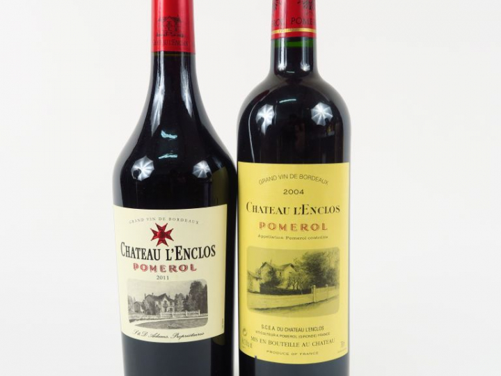 2 BOUTEILLES CHÂTEAU L'ENCLOS POMEROL - 1 de 2004 - 1 de 2011