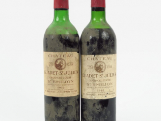 Vente aux enchères 2 BOUTEILLES CHÂTEAU GUADET ST JULIEN GCC ST EMILION - 1 de 1962 BEP/1