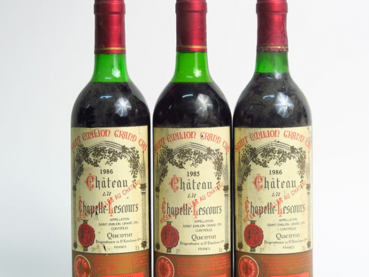 3 BOUTEILLES LA CHAPELLE LESCOURS - 1 de 1985 HEP - 2 de 1986 BG/LB