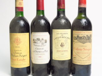 Vente aux enchères 4 BOUTEILLES ST ESTEPHE : 1 CHÂTEAU CALON SEGUR GCC 1979 HEP - 1 LES P