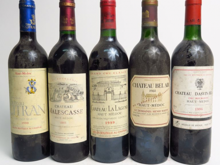5 BOUTEILLES HAUT MEDOC : 1 CHÂTEAU LA LAGUNE GCC 1989 - 1 CHÂTEAU CIT