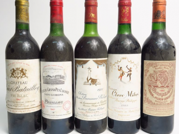 5 BOUTEILLES GCC PAUILLAC : 1 CHÂTEAU PICHON BARON DE LONGUEVILLE 1991