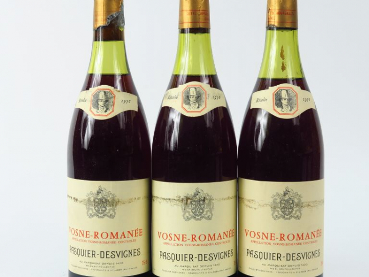 3 BOUTEILLES VOSNE ROMANEE PASQUIER DESVIGNES - 1976 - 3 CM/4 CM/4,5 C