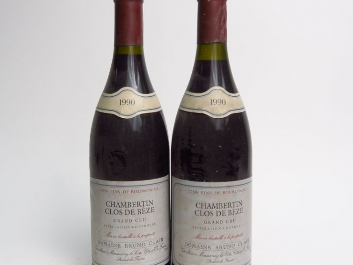 2 BOUTEILLES CHAMBERTIN GC 'CLOS DE BEZE' BRUNO CLAIR - 1990 - 1 CM