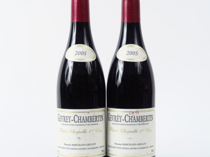 2 BOUTEILLES GEVREY CHAMBERTIN 1er CRU 'PETITE CHAPELLE' MARCHAND GRIL