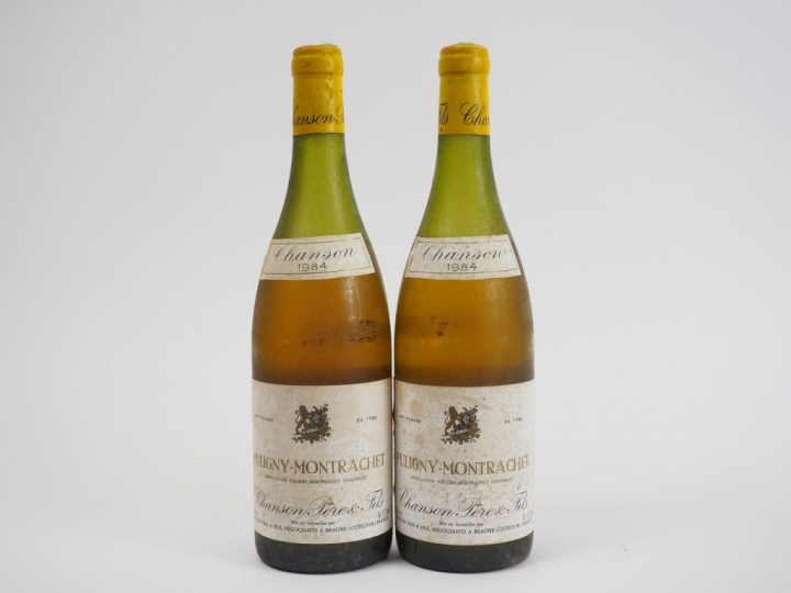 2 BOUTEILLES PULIGNY MONTRACHET CHANSON - 1984 - 6 CM