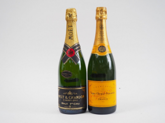 Vente aux enchères 2 BOUTEILLES CHAMPAGNE : 1 VEUVE CLICQUOT PONSARDIN - 1 MOET   CHANDON