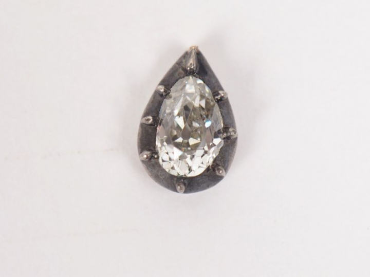 Broche trembleuse Napoléon III en forme de branchage fleuri en argent,