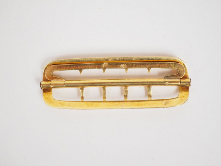 Boucle de ceinture en or jaune, à décor de rinceaux feuillagés. Long. 