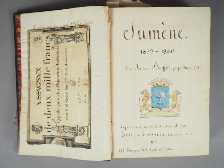 MANUSCRIT. SUMENE 1859-1860. par Isidore Boiffils, propriétaire. Copié