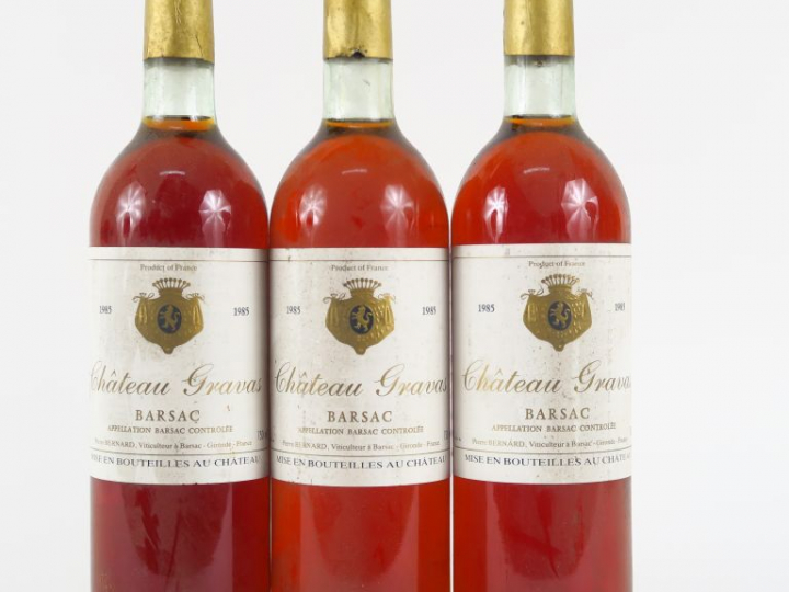 3 BOUTEILLES CHÂTEAU GRAVAS P. BERNARD BARSAC - 1985 - BG