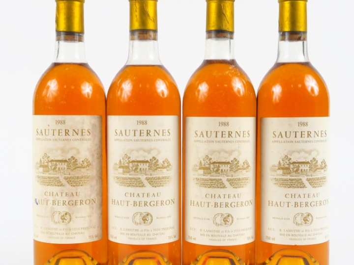 4 BOUTEILLES CHÂTEAU HAUT BERGERON SAUTERNES - 1988 - LB