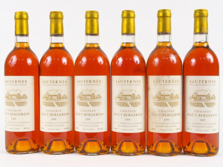 6 BOUTEILLES CHÂTEAU HAUT BERGERON SAUTERNES - 1989 - BG++