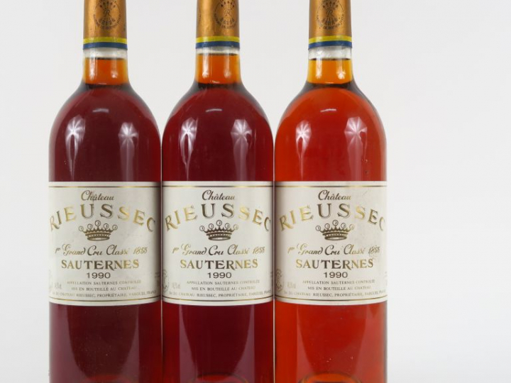 3 BOUTEILLES CHÂTEAU RIEUSSEC 1er CC SAUTERNES - 1990
