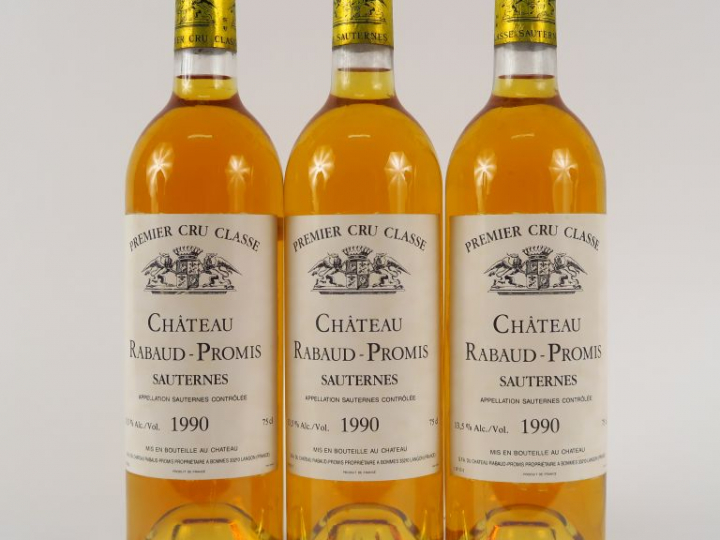 3 BOUTEILLES CHÂTEAU RABAUD PROMIS 1er CC SAUTERNES - 1990