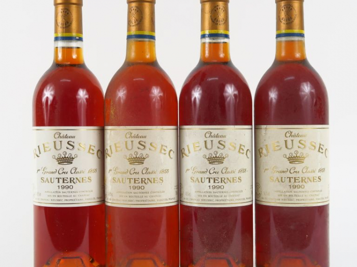 4 BOUTEILLES CHÂTEAU RIEUSSEC 1er CC SAUTERNES - 1990