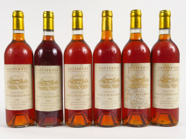 6 BOUTEILLES CHÂTEAU HAUT BERGERON SAUTERNES - 1990