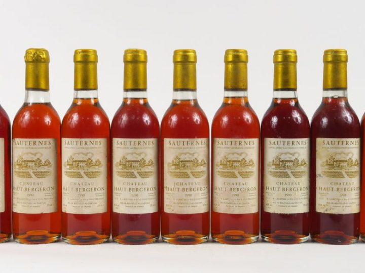 9 BOUTEILLES (37,5 cl) CHÂTEAU HAUT BERGERON SAUTERNES - 1990 - BG