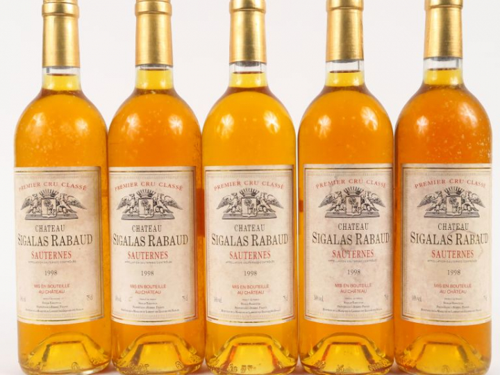 5 BOUTEILLES CHÂTEAU SIGALAS RABAUD 1er CC SAUTERNES - 1998