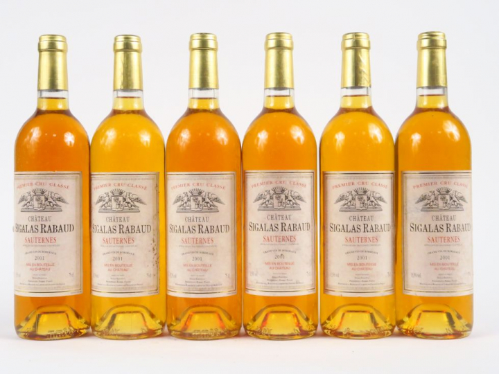 6 BOUTEILLES CHÂTEAU SIGALAS RABAUD 1er CC SAUTERNES - 2001
