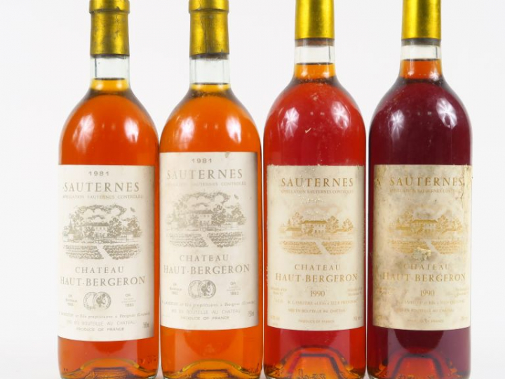 4 BOUTEILLES CHÂTEAU HAUT BERGERON SAUTERNES - 2 de 1981/2 de 1990