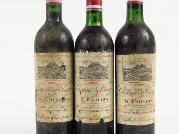 3 BOUTEILLES CHÂTEAU DE CAUZE ST EMILION - 1964 - 1 BG/1 LB/EA