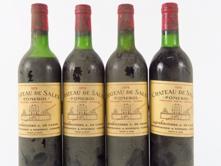 4 BOUTEILLES CHÂTEAU DE SALES POMEROL 1978 - 1 BG/1 LB/2 BEP