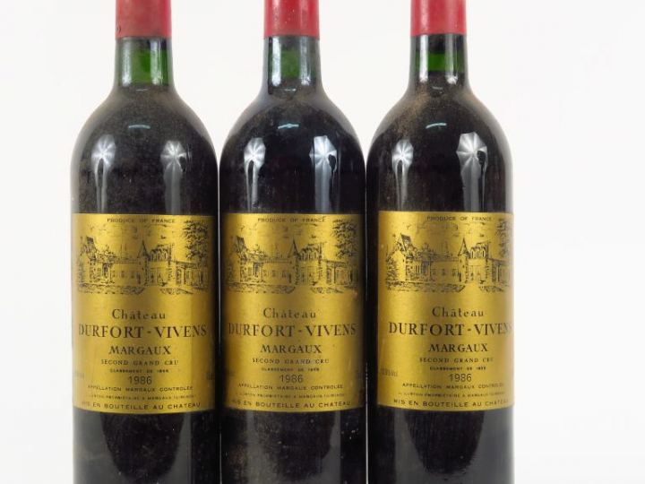 3 BOUTEILLES CHÂTEAU DURFORT VIVENS GCC MARGAUX - 1986 - BG