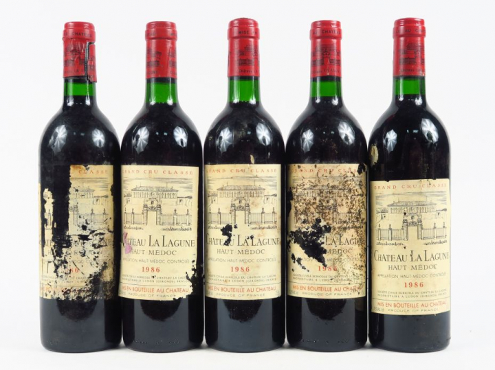 5 BOUTEILLES CHÂTEAU LA LAGUNE GCC HAUT MEDOC - 1986 - BG+/EA