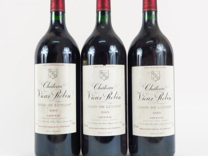 3 MAGNUMS CHÂTEAU VIEUX ROBIN 'BOIS DE LUNIER' CB MEDOC - 1989