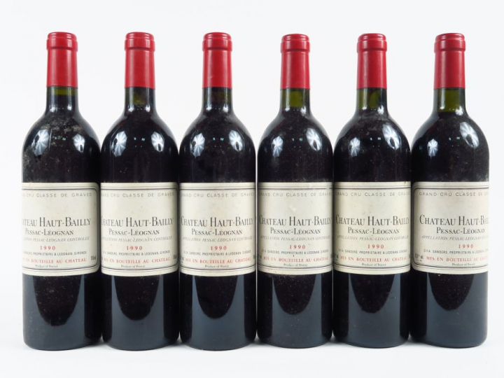 6 BOUTEILLES CHÂTEAU HAUT BAILLY GCC GRAVES - 1990 - 4 BG