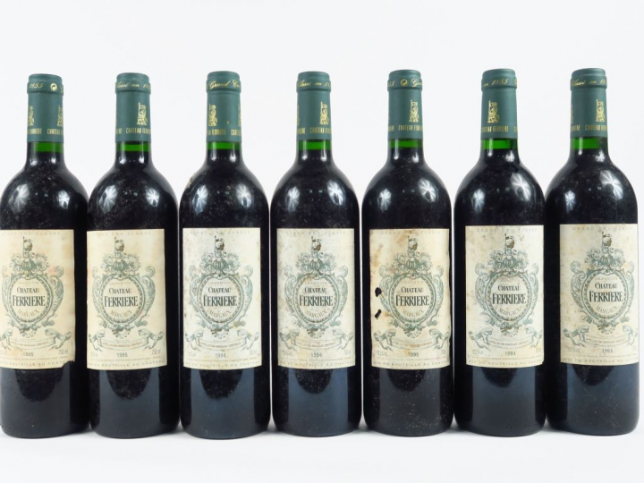 7 BOUTEILLES CHÂTEAU FERRIERE GCC MARGAUX - 4 de 1994/3 de 1995