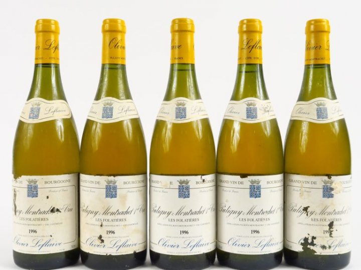 5 BOUTEILLES PULIGNY MONTRACHET 1er CRU 'LES FOLATIERES' O. LEFLAIVE -