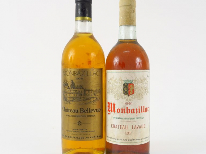 2 BOUTEILLES MONBAZILLAC : 1 CHÂTEAU LAVAUD 1981 - 1 CHÂTEAU BELLEVUE 
