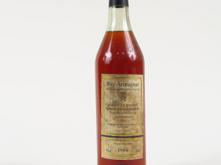 1 BOUTEILLE BAS ARMAGNAC DOMAINE LE BASQUE LAMOTHE 46°- 1966