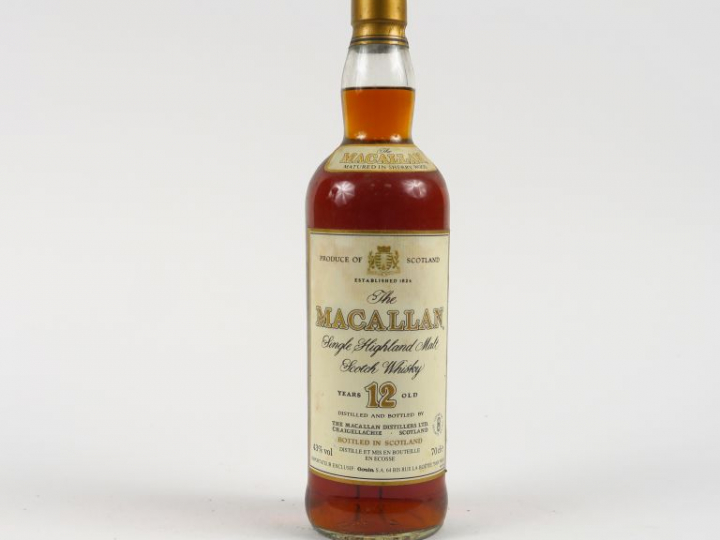 1 BOUTEILLE WHISKY MACALLAN 12 ANS - 43° IMPORTATEUR : GOUIN