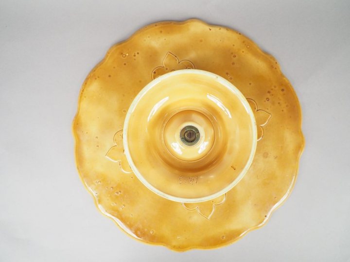 Centre de table Napoléon III en céramique de Minton, de couleur moutar