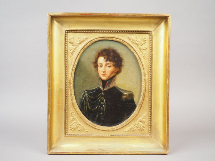 Ecole française XIXème "Portrait du duc de Guiche".  Huile sur toile, 