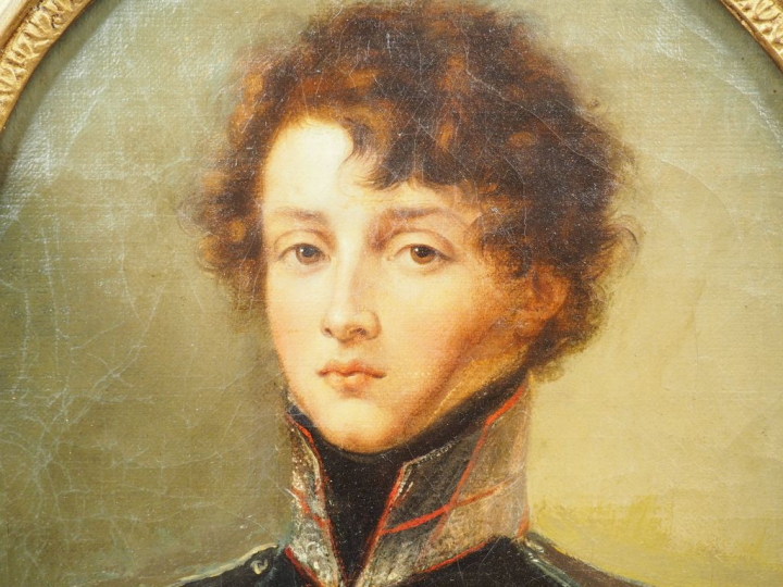 Ecole française XIXème "Portrait du duc de Guiche".  Huile sur toile, 