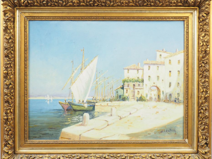 CHATELIN. "Martigues".  Huile sur toile, signée en bas à droite. Dim. 