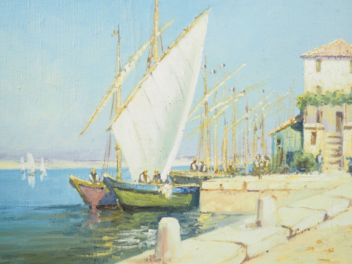 CHATELIN. "Martigues".  Huile sur toile, signée en bas à droite. Dim. 